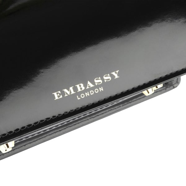 Embassy London Gazelle Mini - Gold & Black  - Mini top handle structured bag in Italian leather with LED