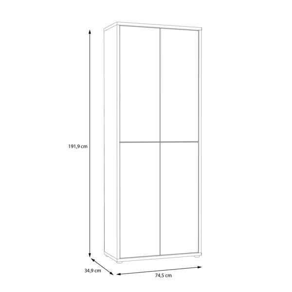 Furniture To Go Alice Springs Shoe Cabinet with 4 Doors Push-to-Open in Artisan Oak and Light Grey Doors