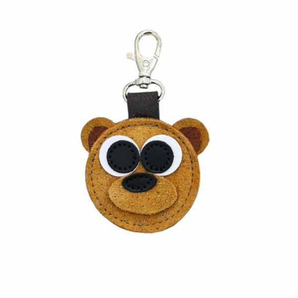 Zatchels Brown Bear Handmade Tannery Leather Bag Charm