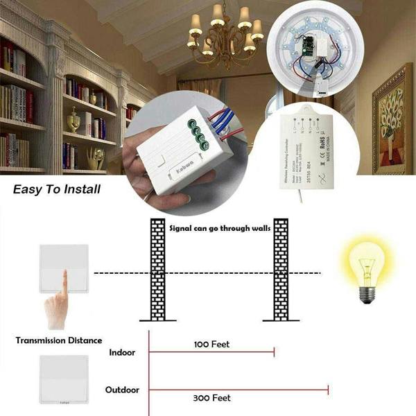 Ener-J 1-Gang Wireless Kinetic Light Switch & 500W Receiver Kit, White, Self-Powered, IP65 Waterproof (Pro Series)