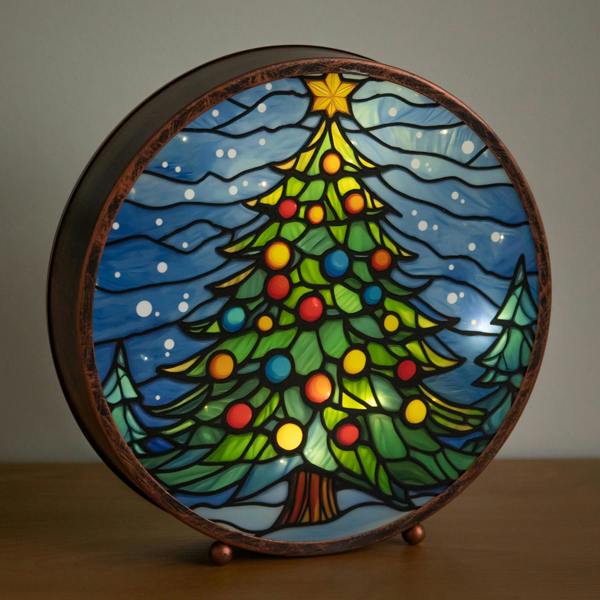 Samuel Alexander Light Up Stained Glass Decoration of Christmas Tree with Timer