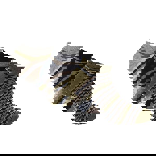 Lee Unisex Adult Contrast Striped Liner Socks (Pack of 3) - Brown/Black/Grey - 