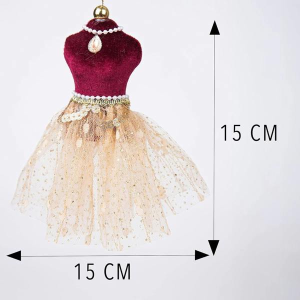 15cm Burgundy and Gold Ballerina Christmas Hanging Decoration Ornament Set image 5