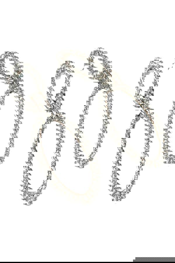 Paulo Due Women's Double Oval Linked Hoop Diamante Earrings