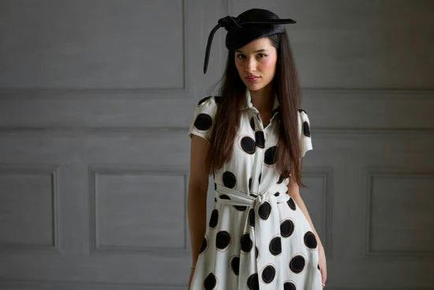 Lioness by TF Absolute Polka Dot Linen Short Sleeve Shirt Dress