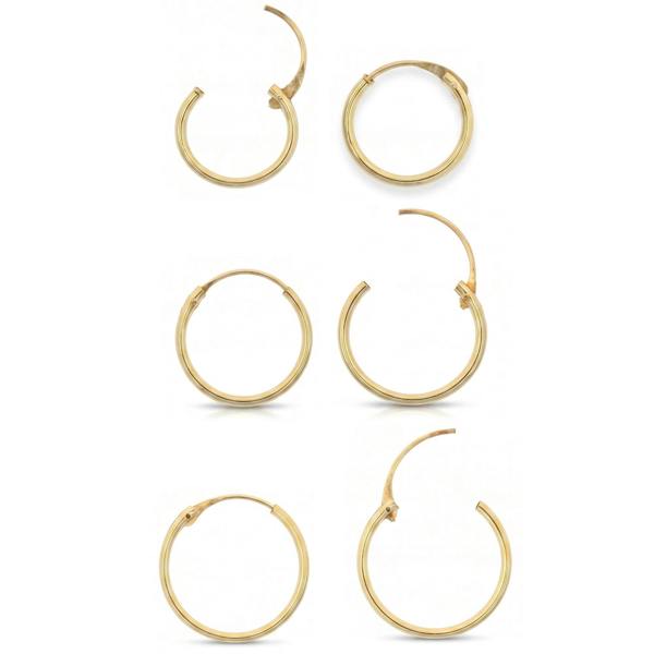 Spero London 9ct Solid Gold Hoop Earrings Set
