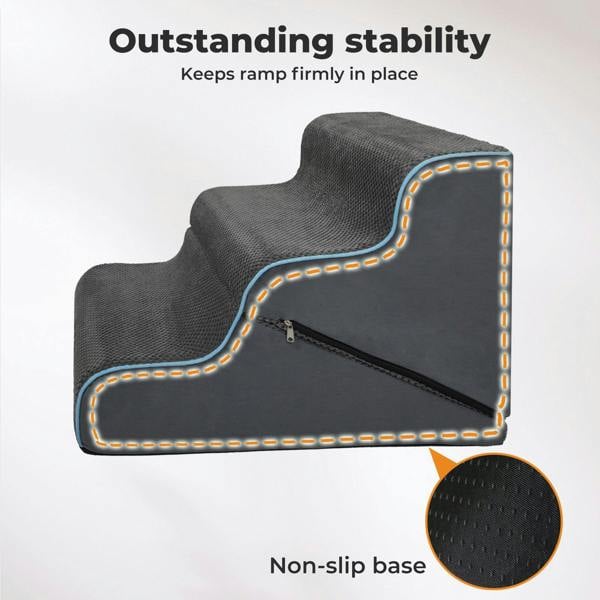 Skylos 2 in 1 Dog Ramp 3 Step Pet Stairs Ladder Foam Non Slip Washable Cover