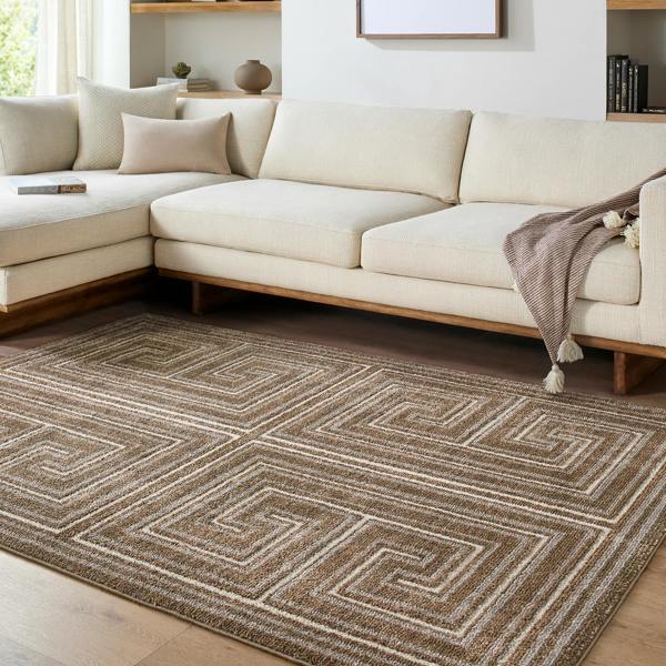 Livabliss La Luna-Global Brown Taupe Grey Graphic Rug