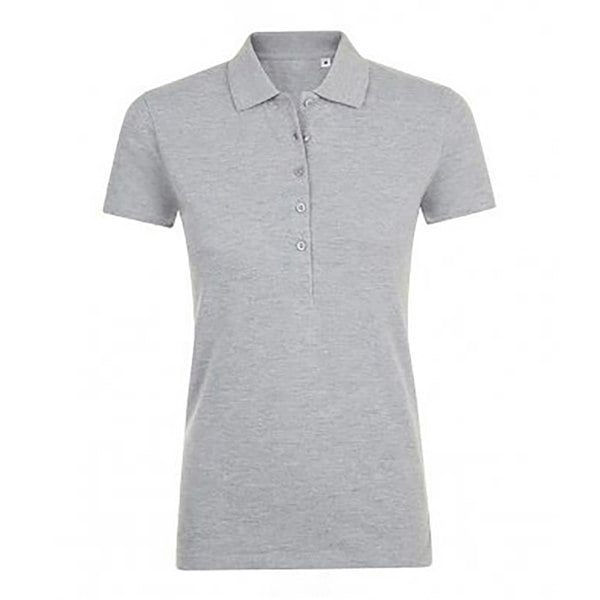 SOLS Women's Phoenix Short Sleeve Pique Polo Shirt - Grey Marl