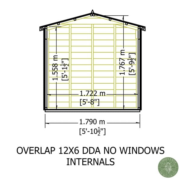 Shire Overlap Double Door No windows 12x6 Storage Shed
