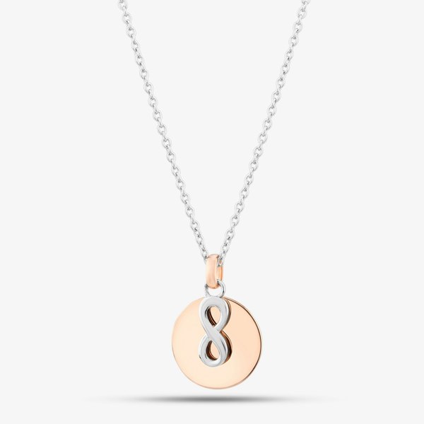 T. H. Baker Sterling Silver Two Tone Disc & Infinity Necklace 2THB009406