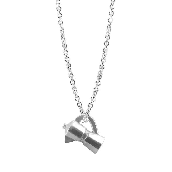 Anchor & Crew GUSTATORY Coffee Moka Pot Silver Necklace Pendant 