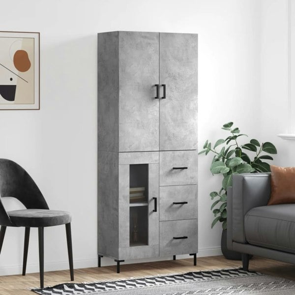 Berkfield Highboard Concrete Grey 69.5x34x180 cm Engineered Wood