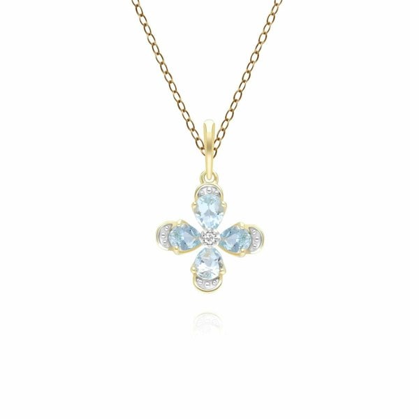 Gemondo Floral Topaz & Diamond Pendant Necklace in 9ct Yellow Gold