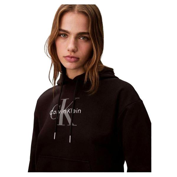 Calvin Klein Womens/Ladies Jeans Jersey Logo Hoodie - Black - 