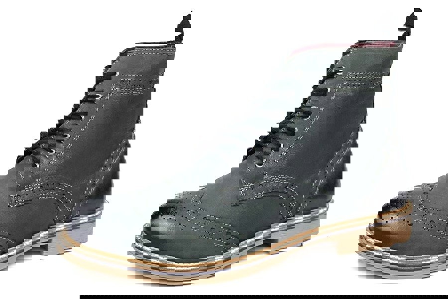 Frank James Bexley Leather Lace Up Brogue Rubber Sole Mens Boots