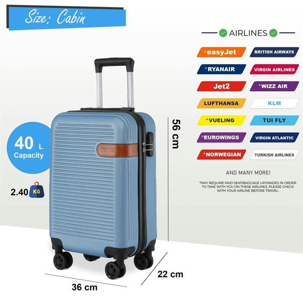 Infinity Luggage Hard Shell Cabin 36 x 22 x 56 cm ABS Suitcase Suitable for Easyjet, Ryanair, Wizzair