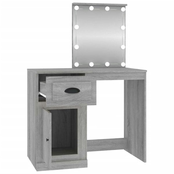 Berkfield Dressing Table with LED Grey Sonona 90x50x132.5 cm Engineered Wood
