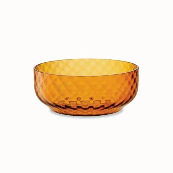 LSA Dapple Mouth-Blown Glass Bowl 22.5cm Sun Amber