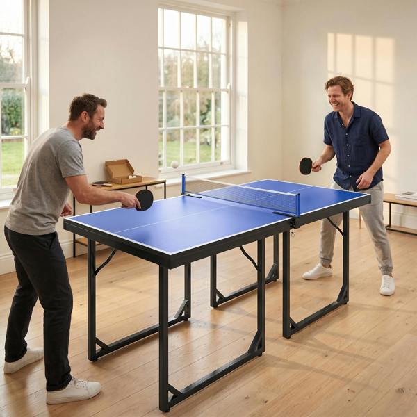 HOMCOM Table Tennis Ping Pong Foldable with Net Game Steel 183cm Indoor