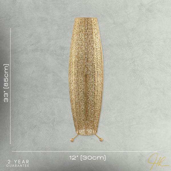 Traditional and Ornate Floral Moroccan Floor Lamp in Satin Gold Image 7