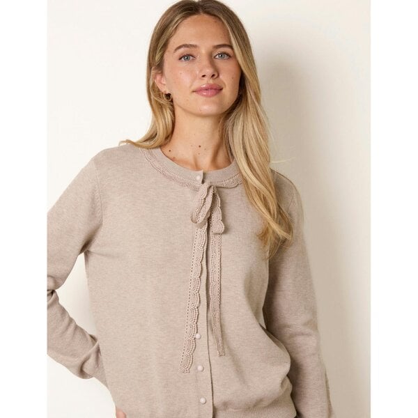 Blue Vanilla Cardigan With Crochet Tie Front Bow Detail