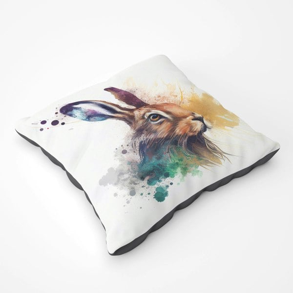 Warren Reed Hare Close Up Splashart Floor Cushion