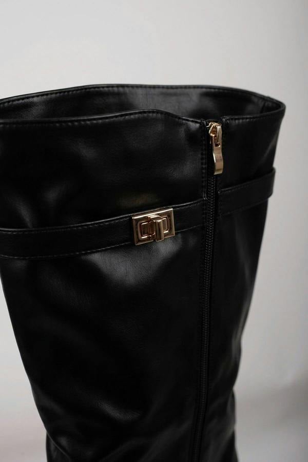 Constance Knee High Fold Over Boots - Black