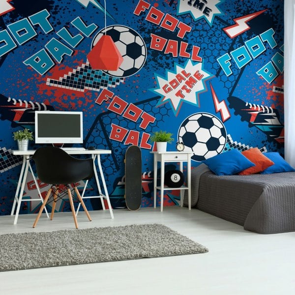 Origin Murals Graphic Pixel Footballs - Blue