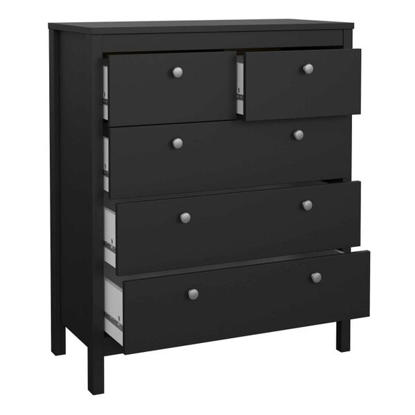 Wyld Haus Gossmere Matt Black Bedroom Set - Bedside Table + Chest of Drawers + Wardrobe 2 Doors
