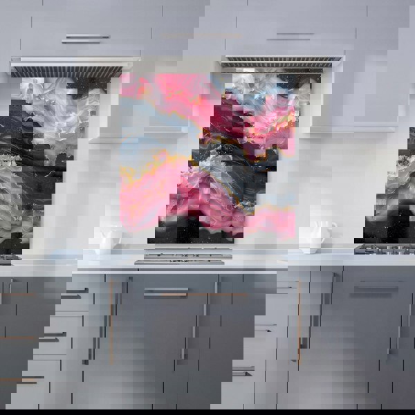 Warren Reed - Designer Pink And Black Marble Effect Kitchen Splashback