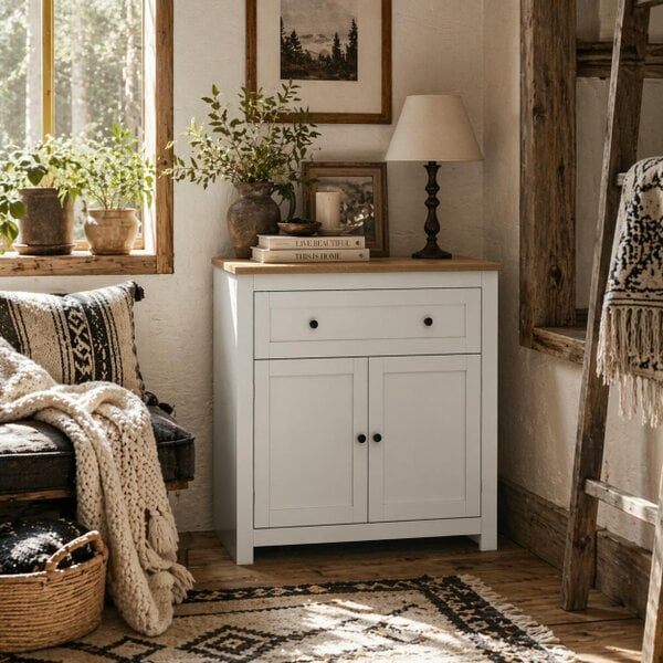 Wyld Haus Venisa White Modern Sideboard With Drawer Storage Double Doors And Drawer
