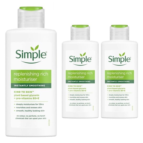 Simple Kind to Skin 12H Moisturisation Replenishing Rich Moisturiser 125ml, 3 Pack