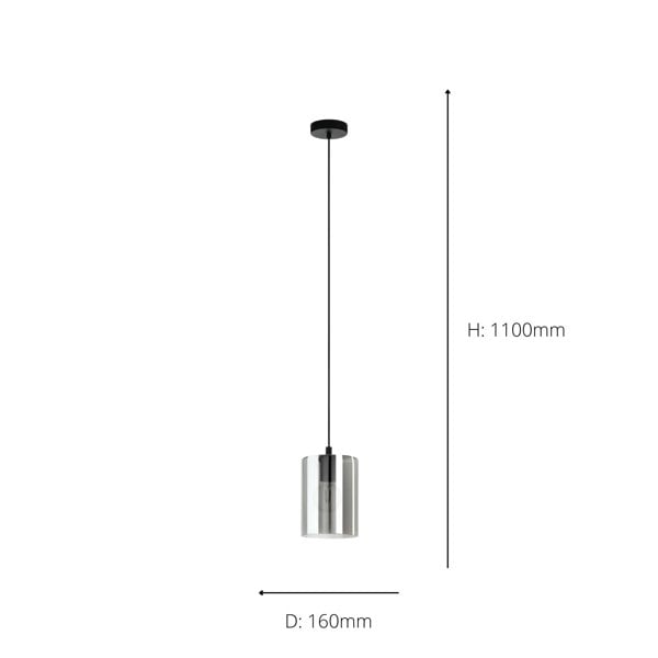 EGLO Cadaques 1 1-Light Smoked Black Glass Single Pendant