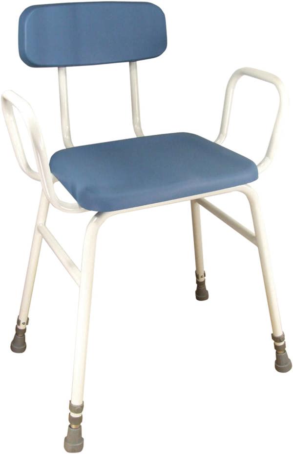 Aidapt Astral Perching Stool with metal arms and padded back