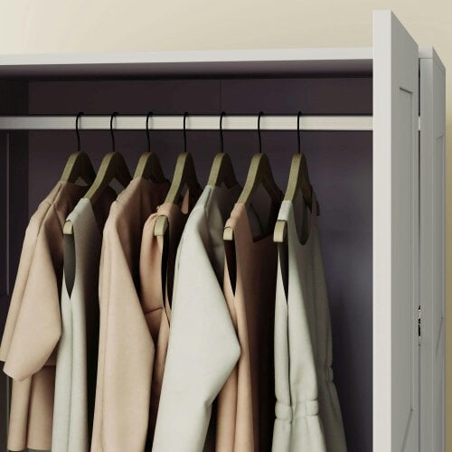 Wyld Haus Coralani Wooden Grey 2 Door Wardrobe With Hanging Rail Internal and Shelf