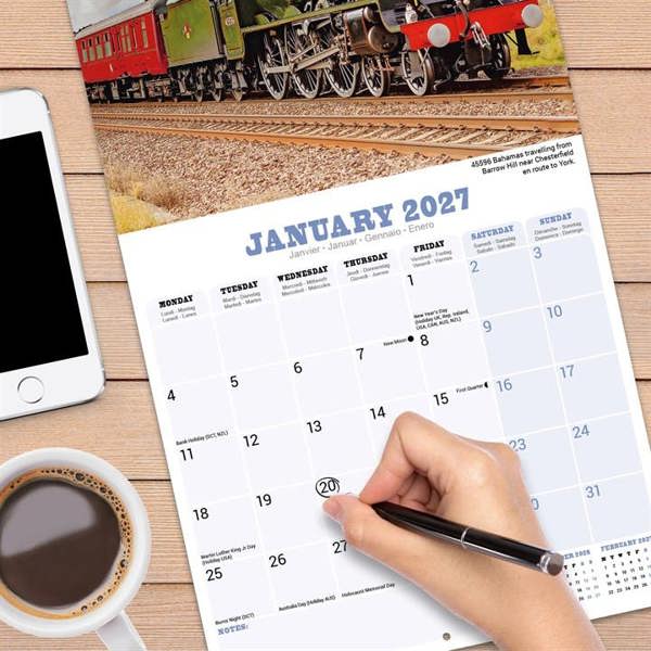 Steam Trains Calendar 2027, Wall Calendars, Month To View, Transport, Gift