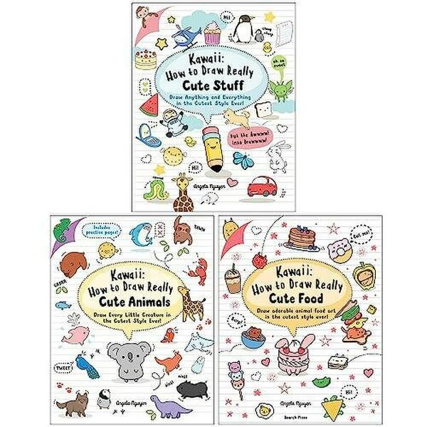 Angela Nguyen Kawaii Collection 3 Books Set (How to Draw Really Cute Stuff, How to Draw Really Cute Animals and How to Draw Really Cute Food)