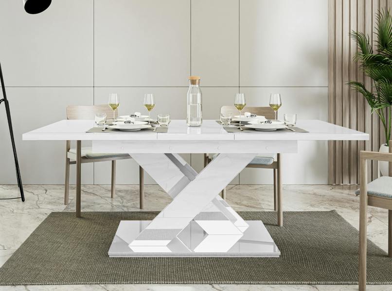PHD Furniture BRONX Extendable Dining Table 140–180cm – White Gloss