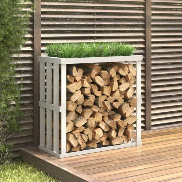 Berkfield Outdoor Log Holder White 108x52x106 cm Solid Wood Pine