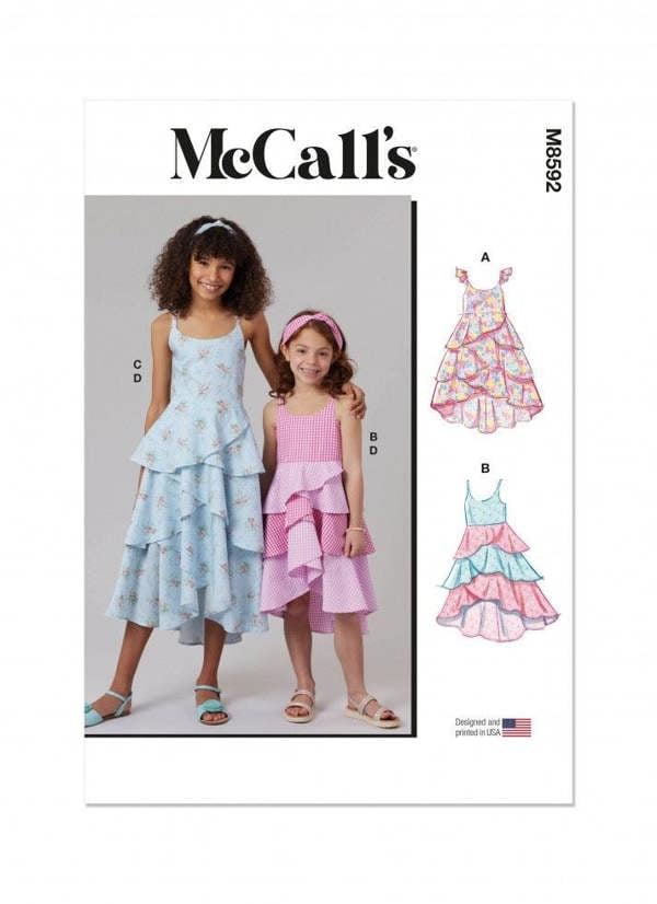 McCalls 8592 Paper Sewing Pattern – Kids' Dress & Hat, Intermediate