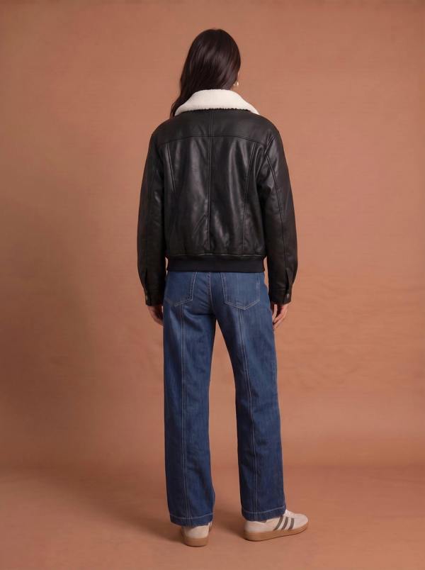 Urban Bliss Borg Pu Bomber Jacket