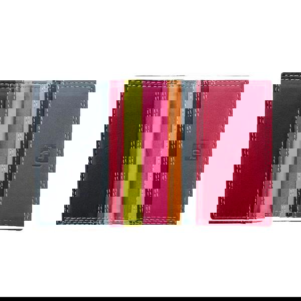 open view of black leather credit card holder