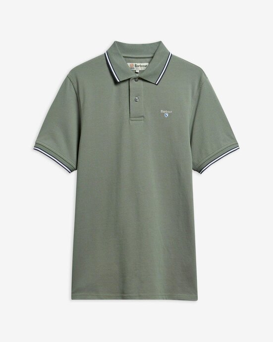 Barbour Fielding Tipped Collar Polo Shirt - Agave Green