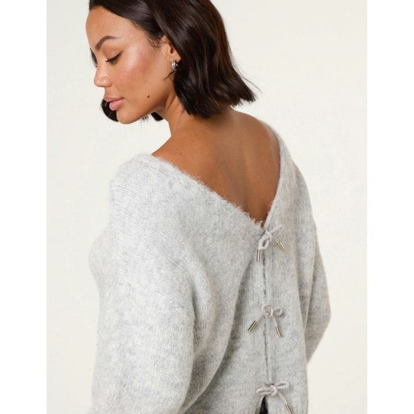 Blue Vanilla Bow Knit Cardigan