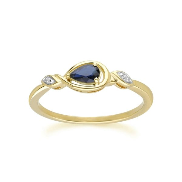 Gemondo Classic Pear Sapphire & Diamond Ring In 9ct Yellow Gold