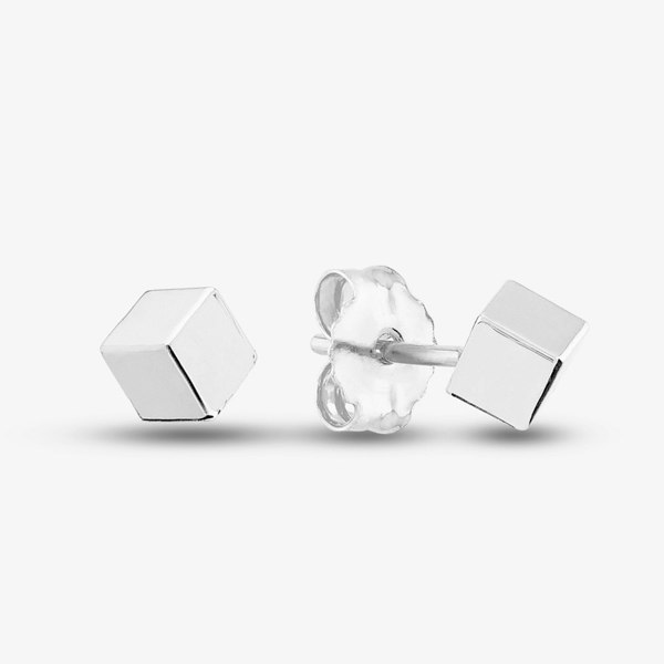 T. H. Baker 9ct White Gold Cube Stud Earrings SE172