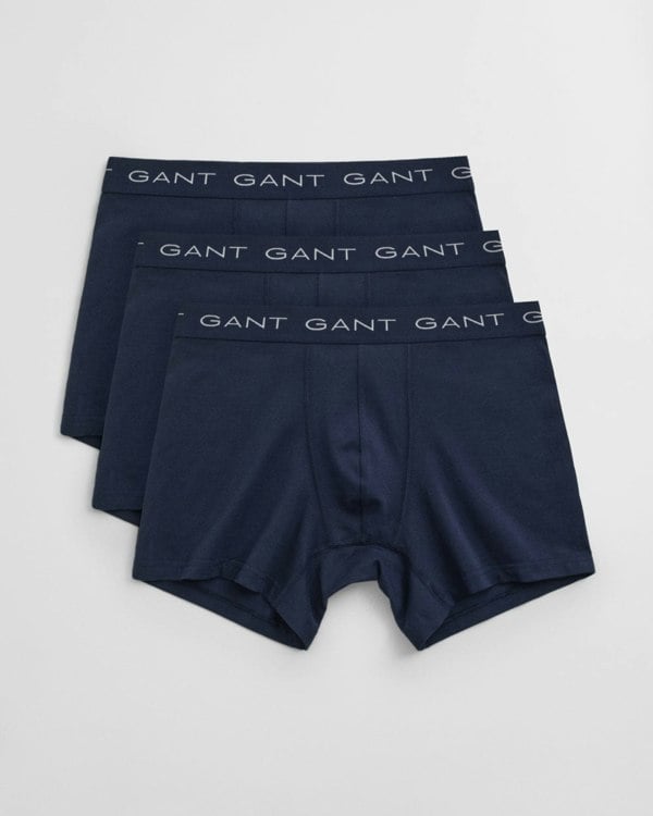 GANT Mens Slim Fit Cotton Jersey Boxer Briefs 3-Pack - 410 Marine