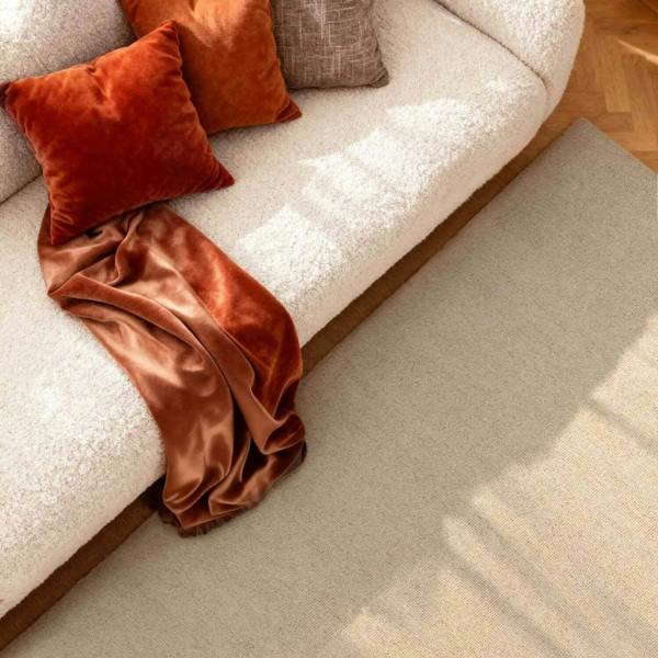 Wool Rug Knots Light Beige, Durable and Soft Pile rug, Heat insulting