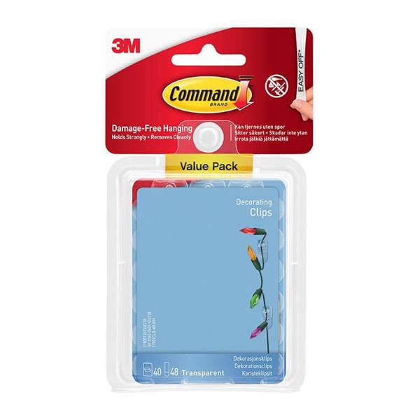 Command 17026CLR-40 Clear Decorating Clips Value Pack 40pk - One Colour - 